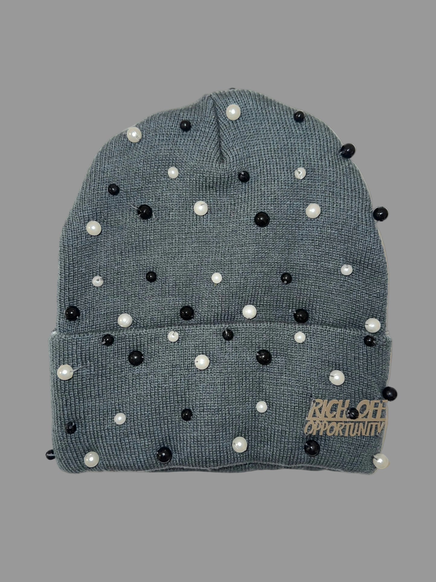 Gray ROO Skully with Stones & ROO plated symbol