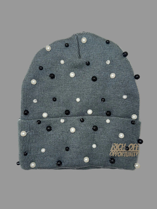 Gray ROO Skully with Stones & ROO plated symbol